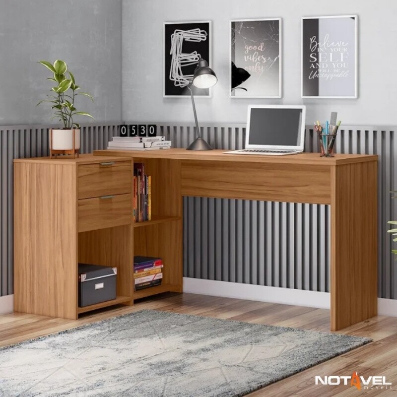 Mesa Office NT 2060 Larg. 2.00m Freijó 2 Gavetas Notável - Oferta