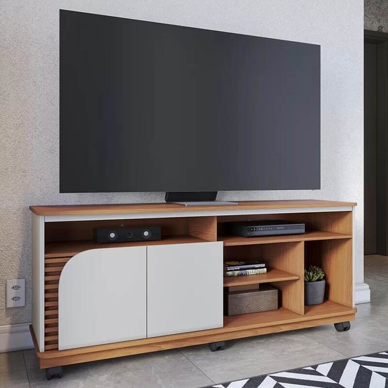 Rack Bancada Jurerê Larg. 1.50m Freijó/Off White Matte para TV até 65
