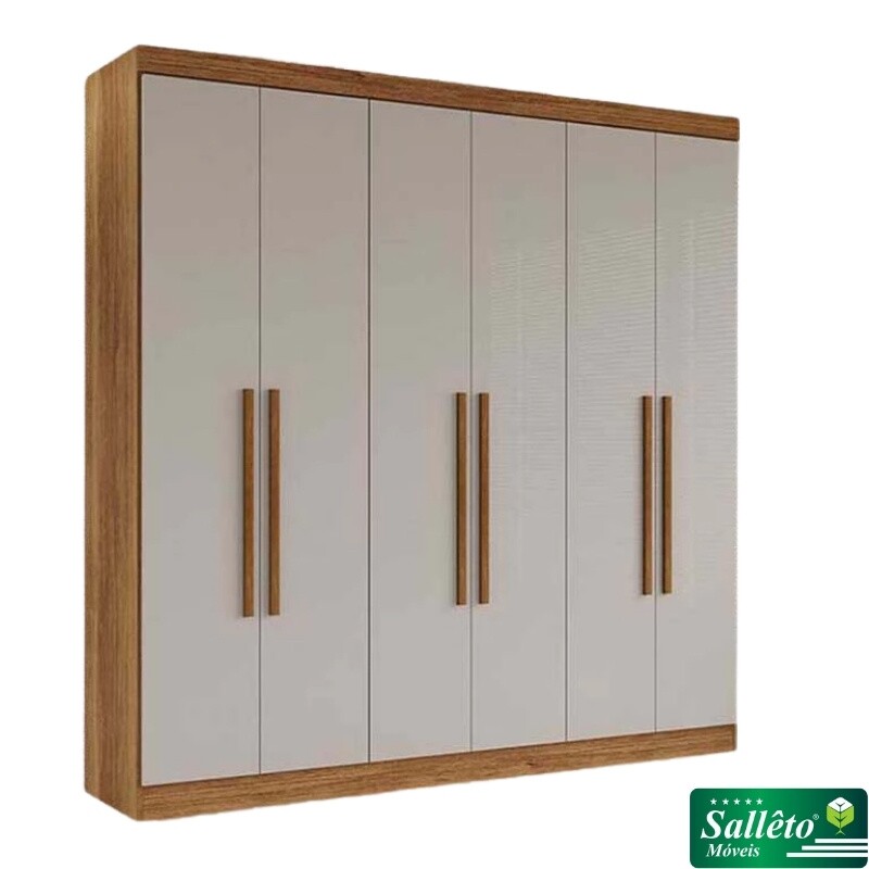 Guarda-roupa Casal Recife Cinamomo/Off 6 Portas Larg. 1.80m - Sallêto