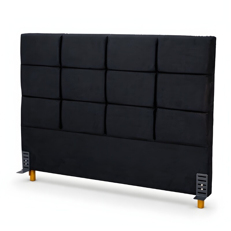 Cabeceira Casal Itália Veludo Preto Larg. 1.40m