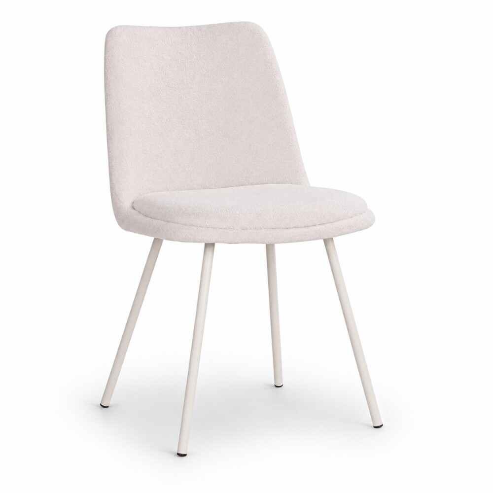 Cadeira Selene Off White Base Areia Tecido Bouclé - Rivati
