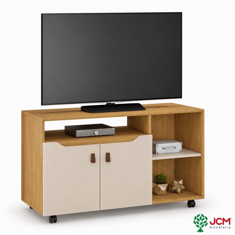 Rack Seleto Candian Larg. 1.21m Cinamomo/Off para TV até 49