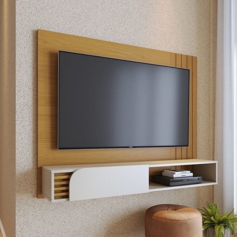 Home Suspenso Jurerê Larg. 1.36m Naturalle/Off White Mate para TV até 55