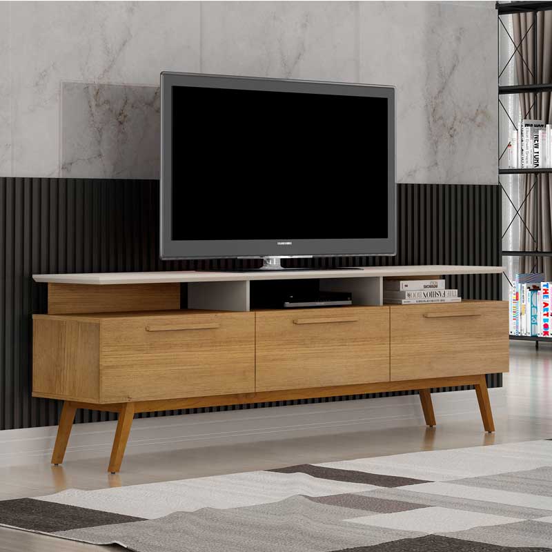 Rack Bancada São Paulo Larg.2.00m Cinamomo/Off para TV até 70
