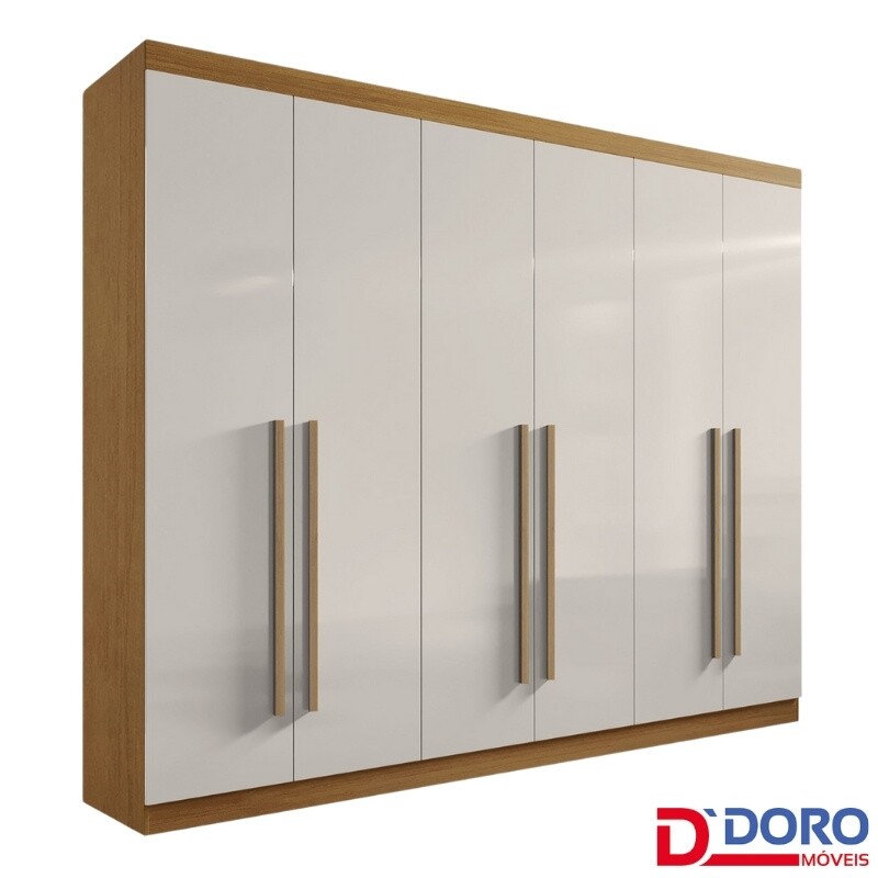 Guarda-roupa Casal Da Vinci Plus Cinamomo/Off 6 Portas 6 Gavetas 100% MDF Larg. 2.75m - D Doro